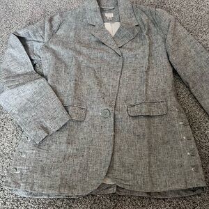 A New Day silver sparkle button in front Pockets Linen Cotton blazer size XS